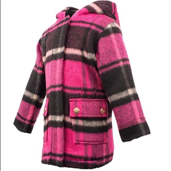 NWT Madden Girl Wool blend Pink plaid coat sz2T - Picture 2 of 11